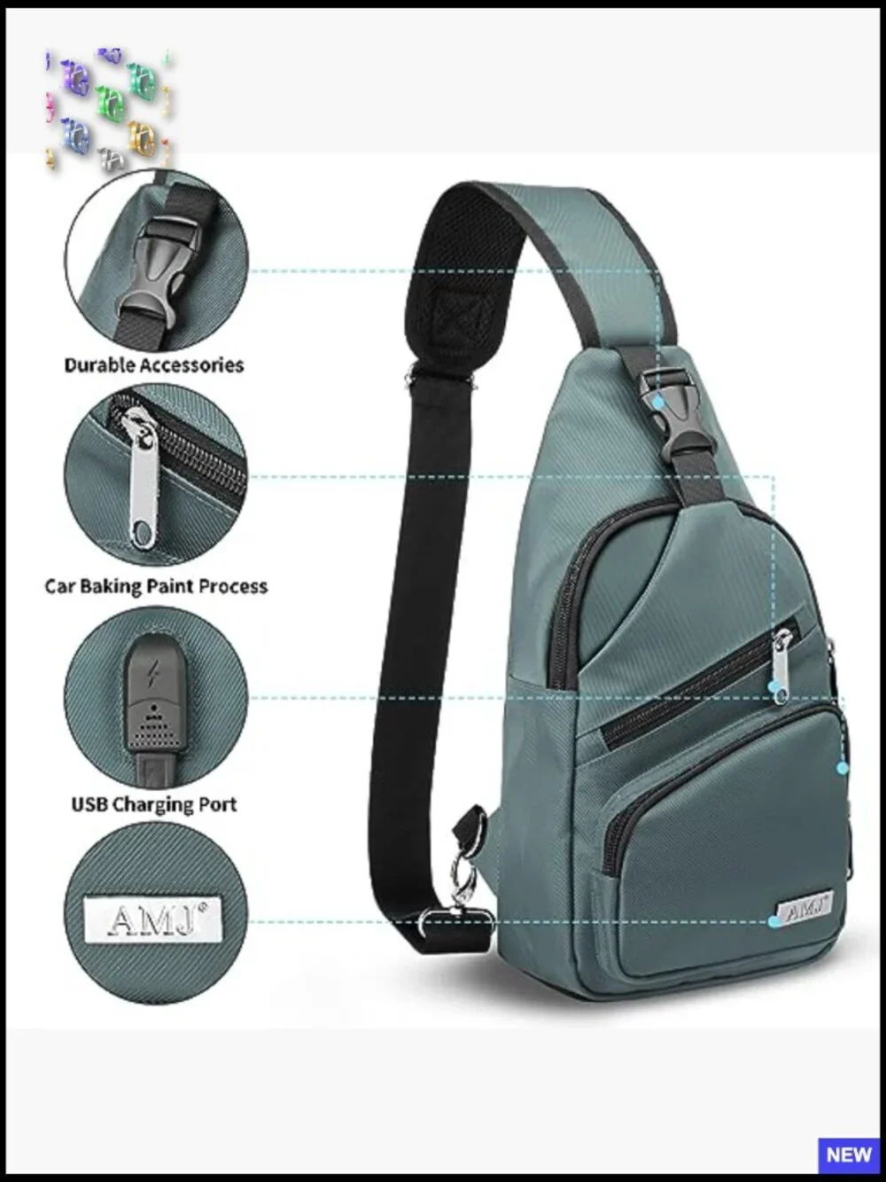 Crossbody Sling Bag Casual Shoulder Backpack Travel Daypack Hiking